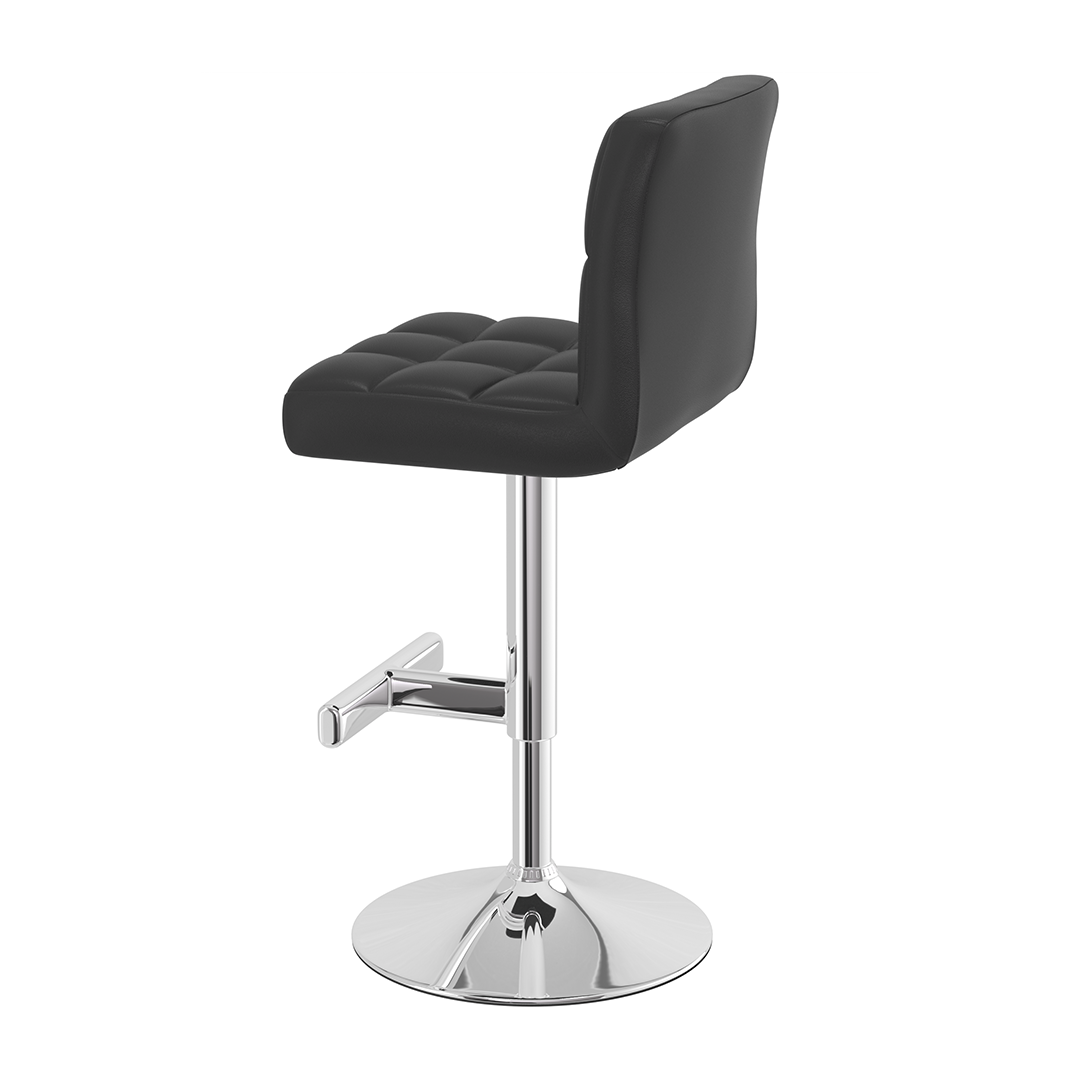 Faux Leather Bar Stool With Chrome Metal Pedestal Base - Goldcrest