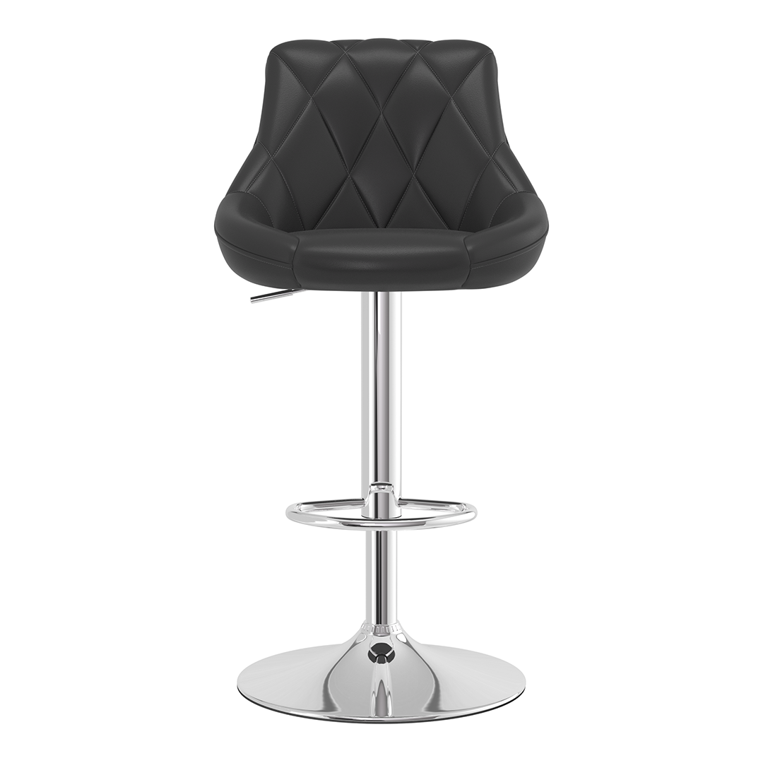 Faux Leather Bar Stool With Chrome Pedestal Base - Hornley