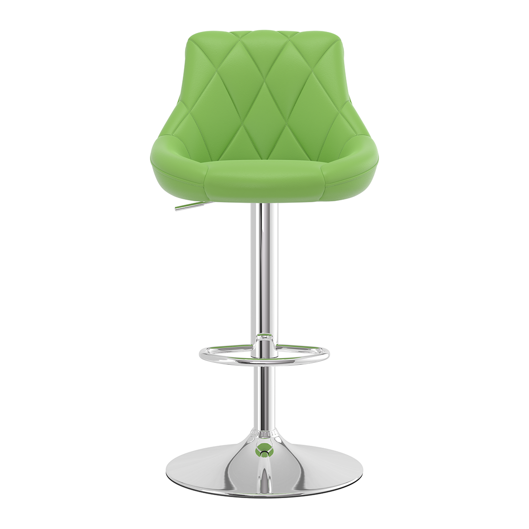 Faux Leather Bar Stool With Chrome Pedestal Base - Hornley