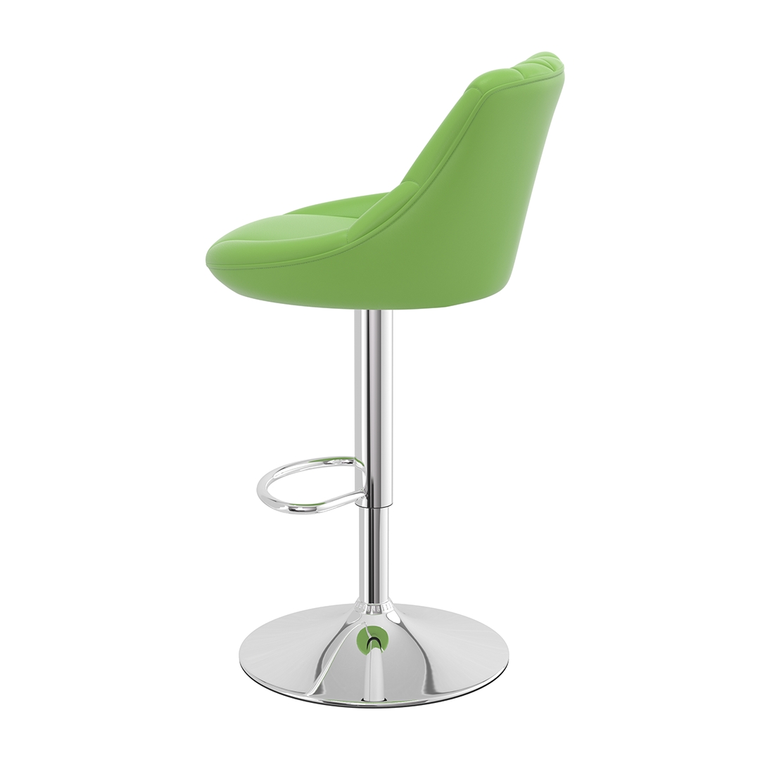 Faux Leather Bar Stool With Chrome Pedestal Base - Hornley