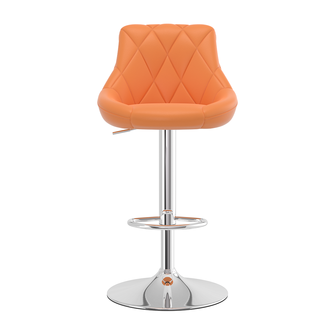 Faux Leather Bar Stool With Chrome Pedestal Base - Hornley