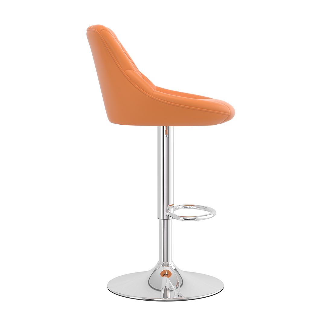 Faux Leather Bar Stool With Chrome Pedestal Base - Hornley