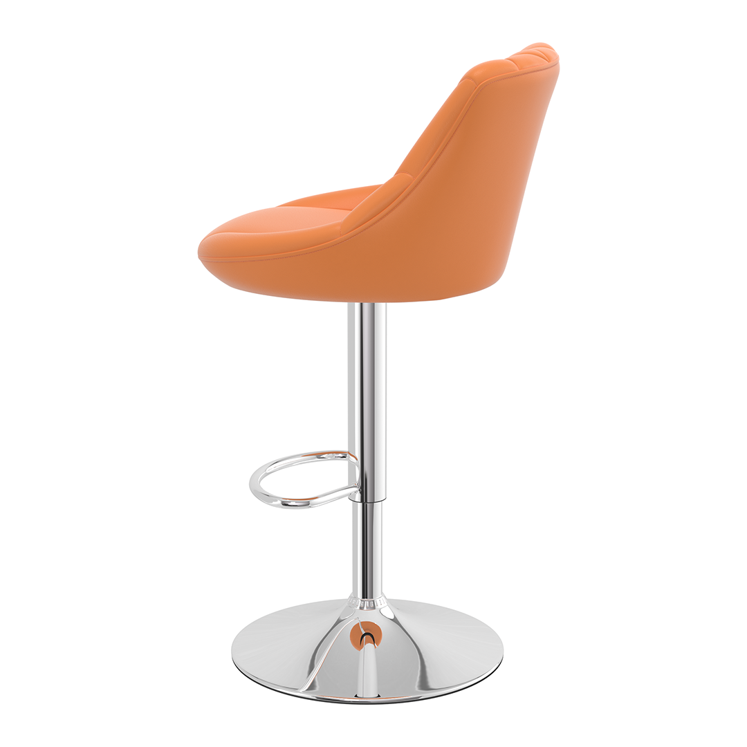 Faux Leather Bar Stool With Chrome Pedestal Base - Hornley