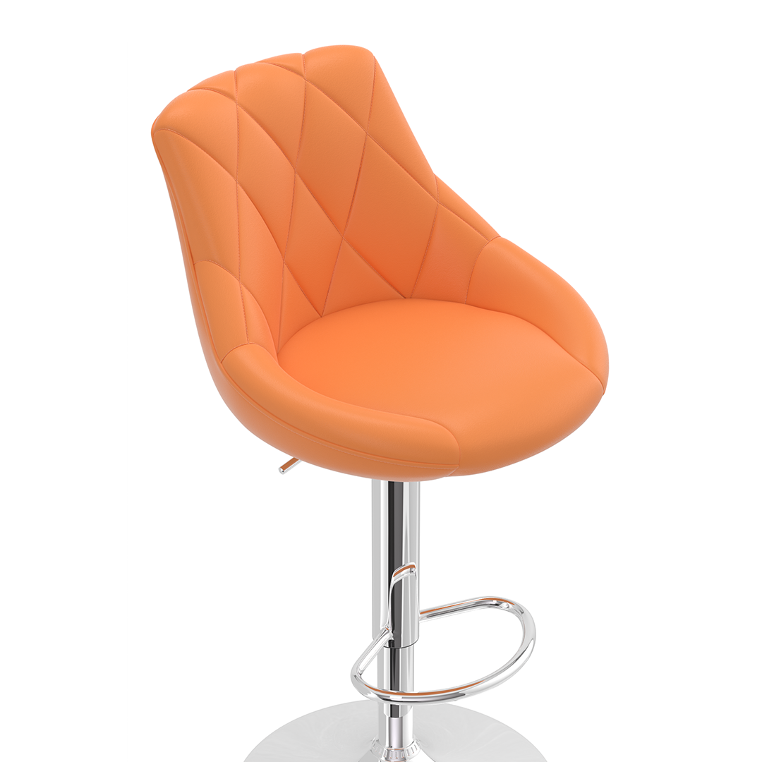 Faux Leather Bar Stool With Chrome Pedestal Base - Hornley