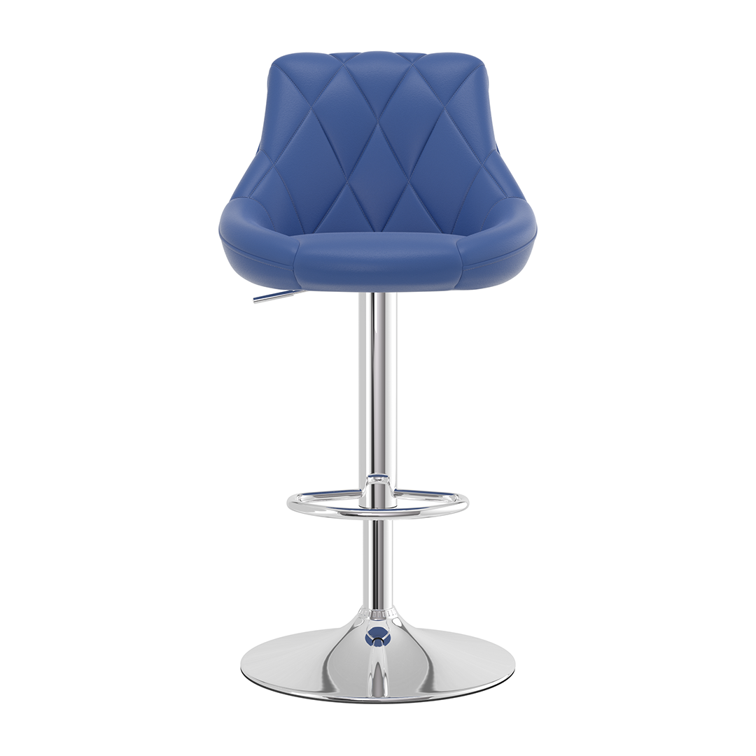 Faux Leather Bar Stool With Chrome Pedestal Base - Hornley