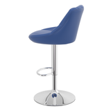 Faux Leather Bar Stool With Chrome Pedestal Base - Hornley