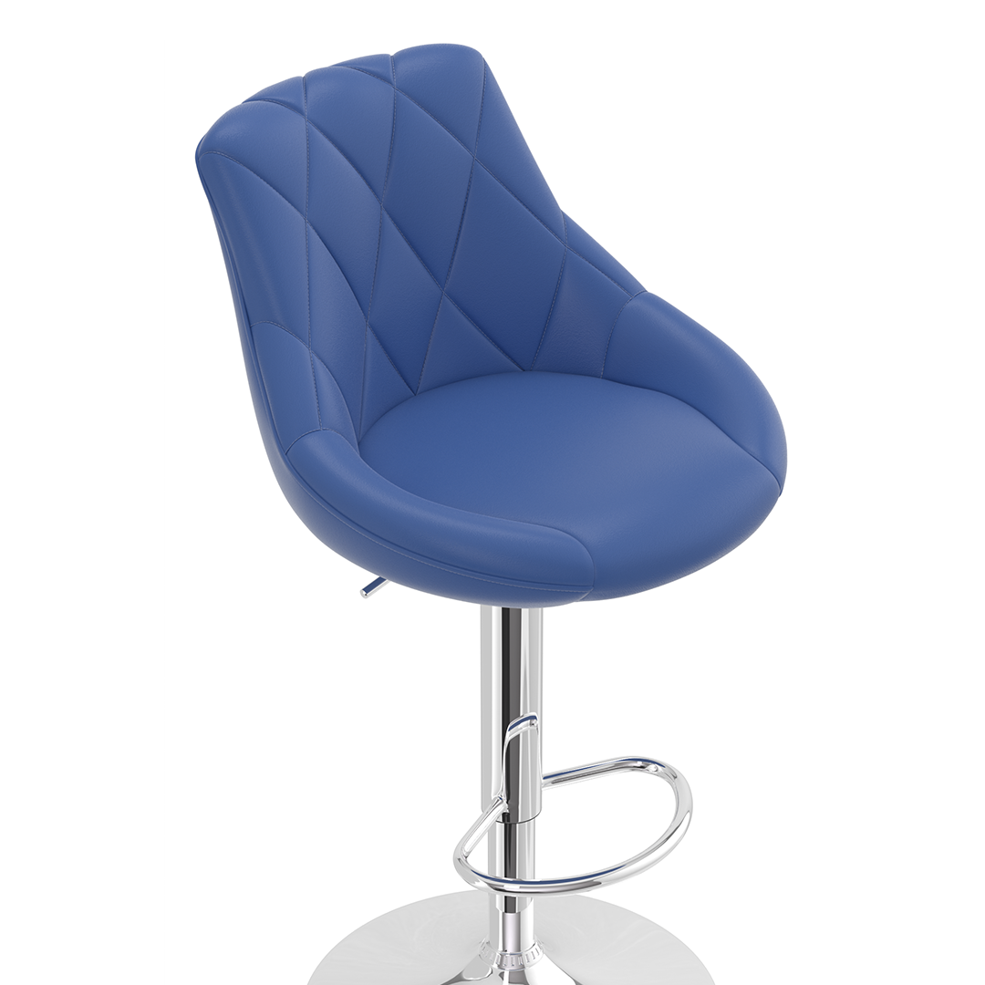 Faux Leather Bar Stool With Chrome Pedestal Base - Hornley