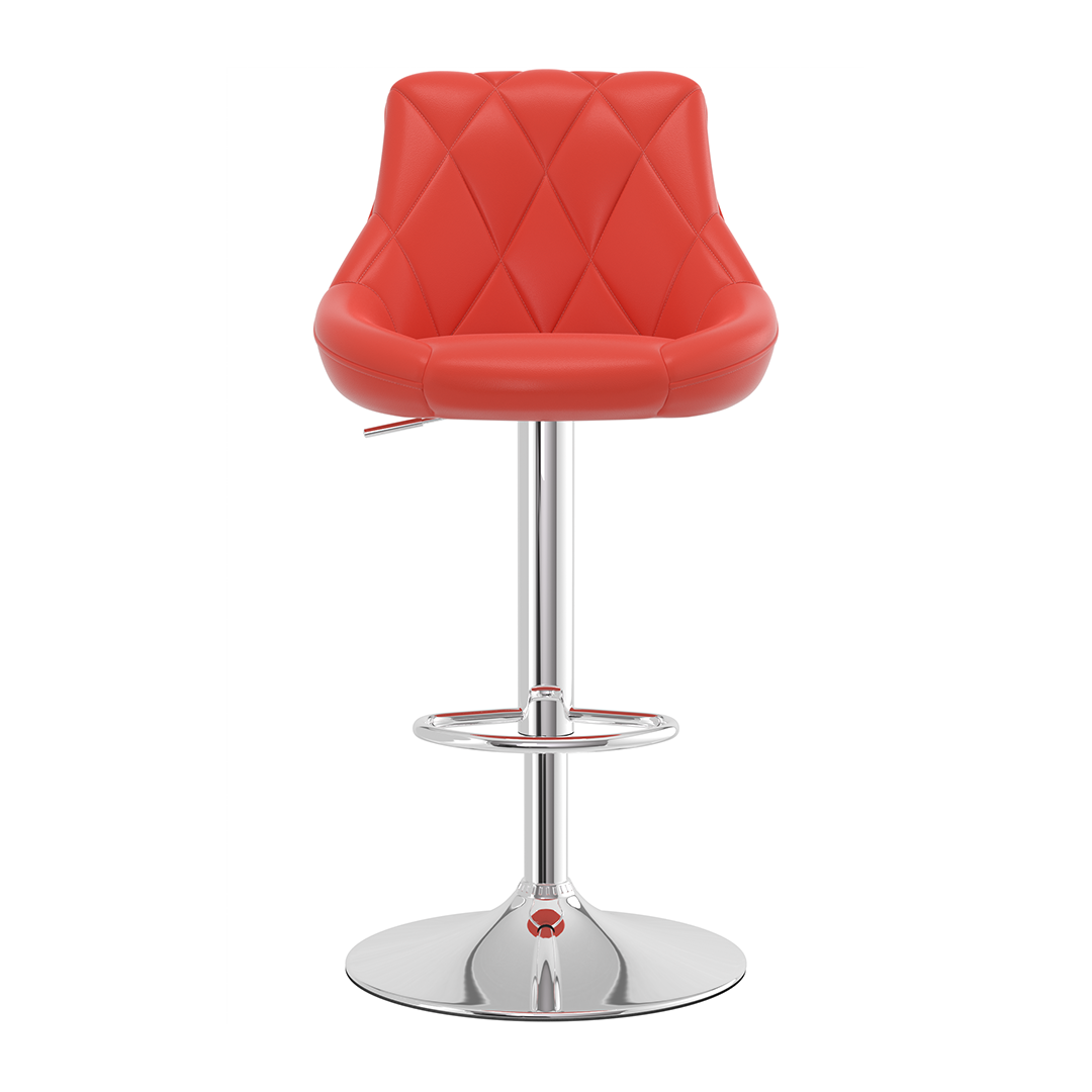 Faux Leather Bar Stool With Chrome Pedestal Base - Hornley