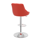 Faux Leather Bar Stool With Chrome Pedestal Base - Hornley