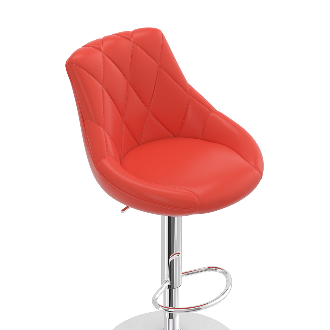 Faux Leather Bar Stool With Chrome Pedestal Base - Hornley