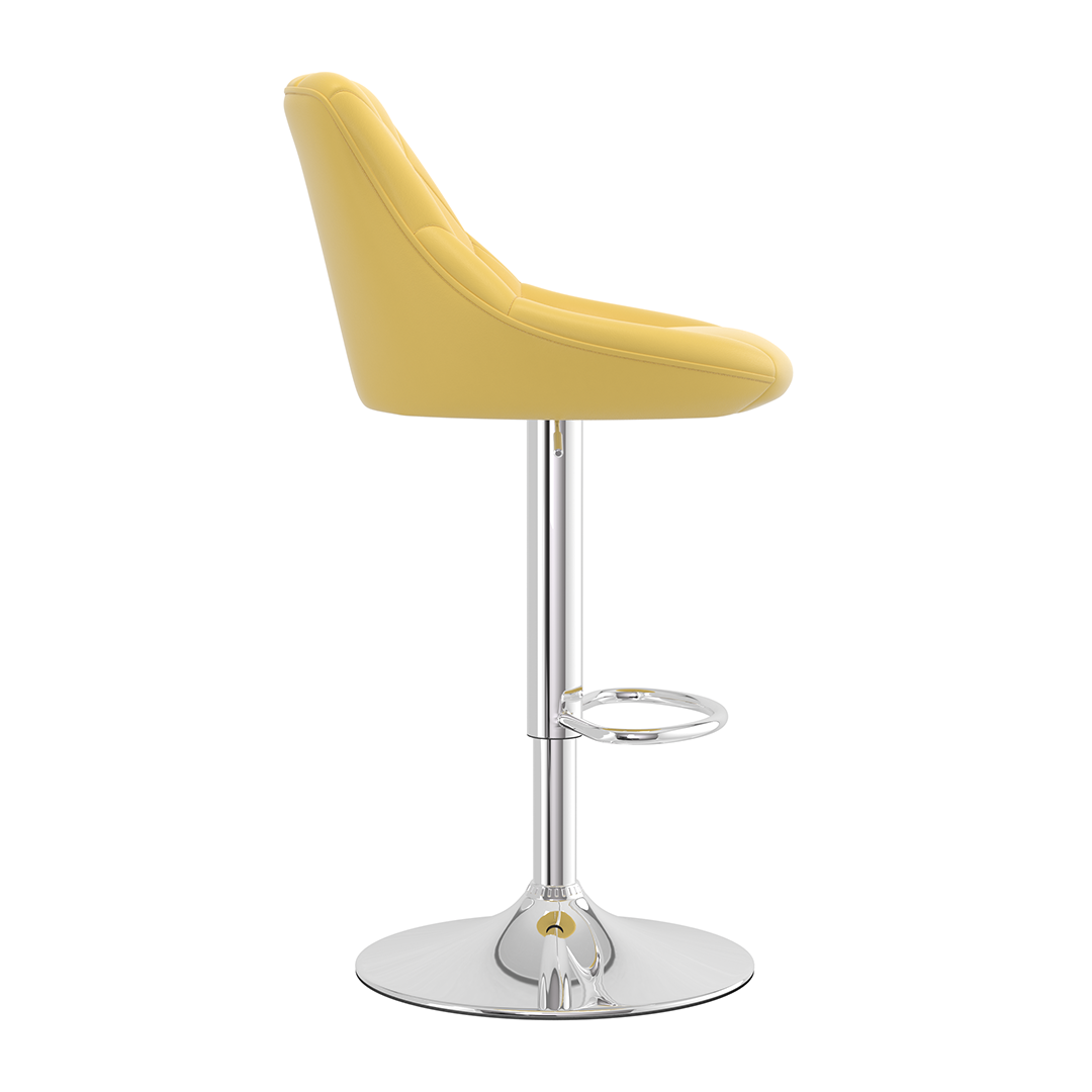 Faux Leather Bar Stool With Chrome Pedestal Base - Hornley