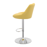 Faux Leather Bar Stool With Chrome Pedestal Base - Hornley