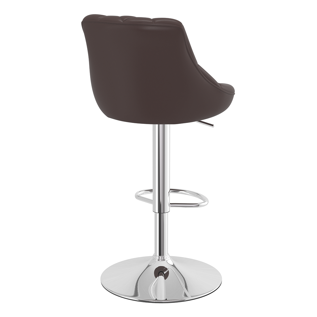 Faux Leather Bar Stool With Chrome Pedestal Base - Hornley