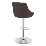Faux Leather Bar Stool With Chrome Pedestal Base - Hornley