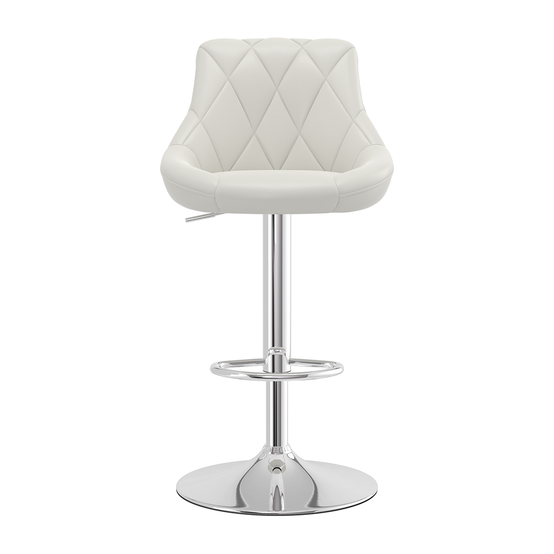 Faux Leather Bar Stool With Chrome Pedestal Base - Hornley