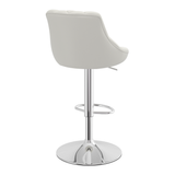 Faux Leather Bar Stool With Chrome Pedestal Base - Hornley