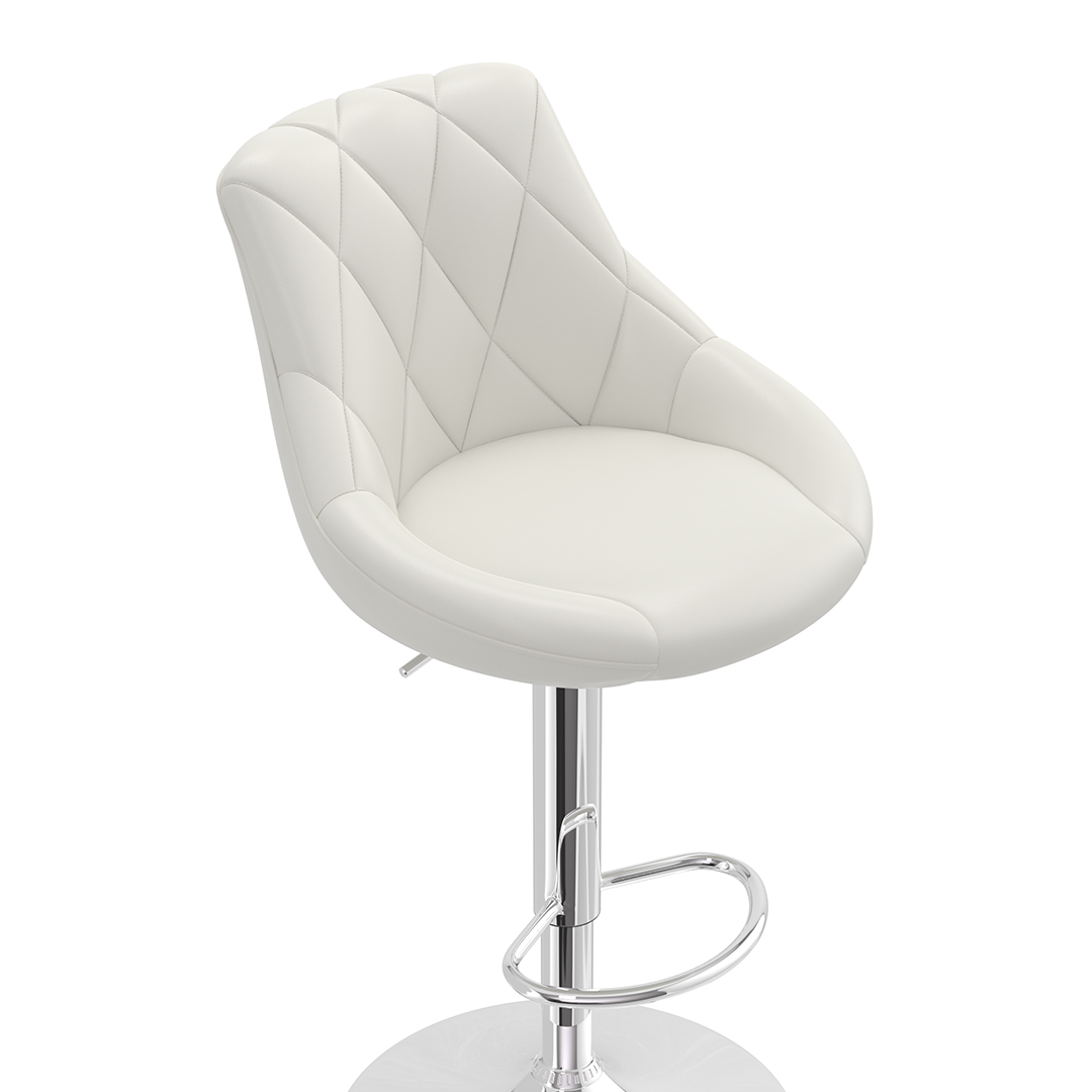 Faux Leather Bar Stool With Chrome Pedestal Base - Hornley