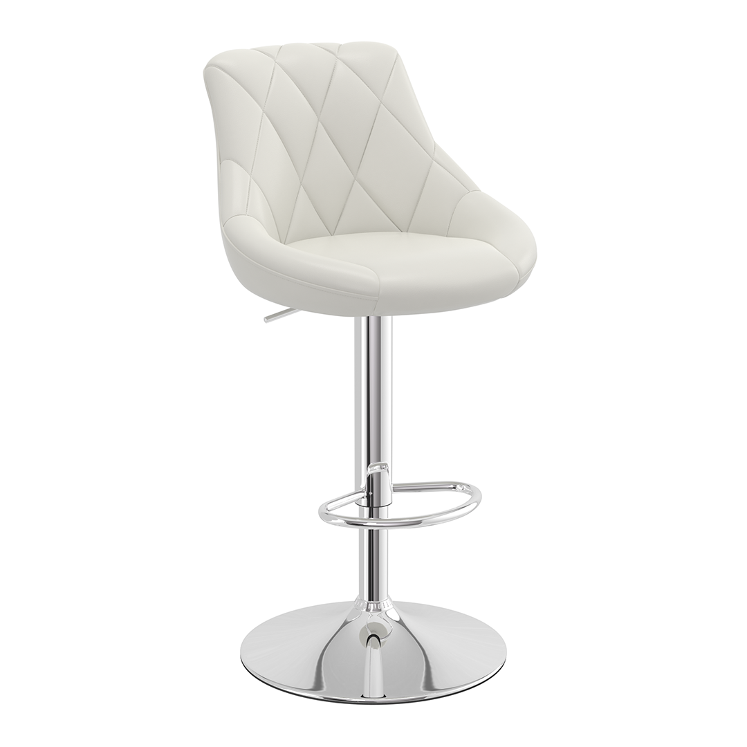 Faux Leather Bar Stool With Chrome Pedestal Base - Hornley