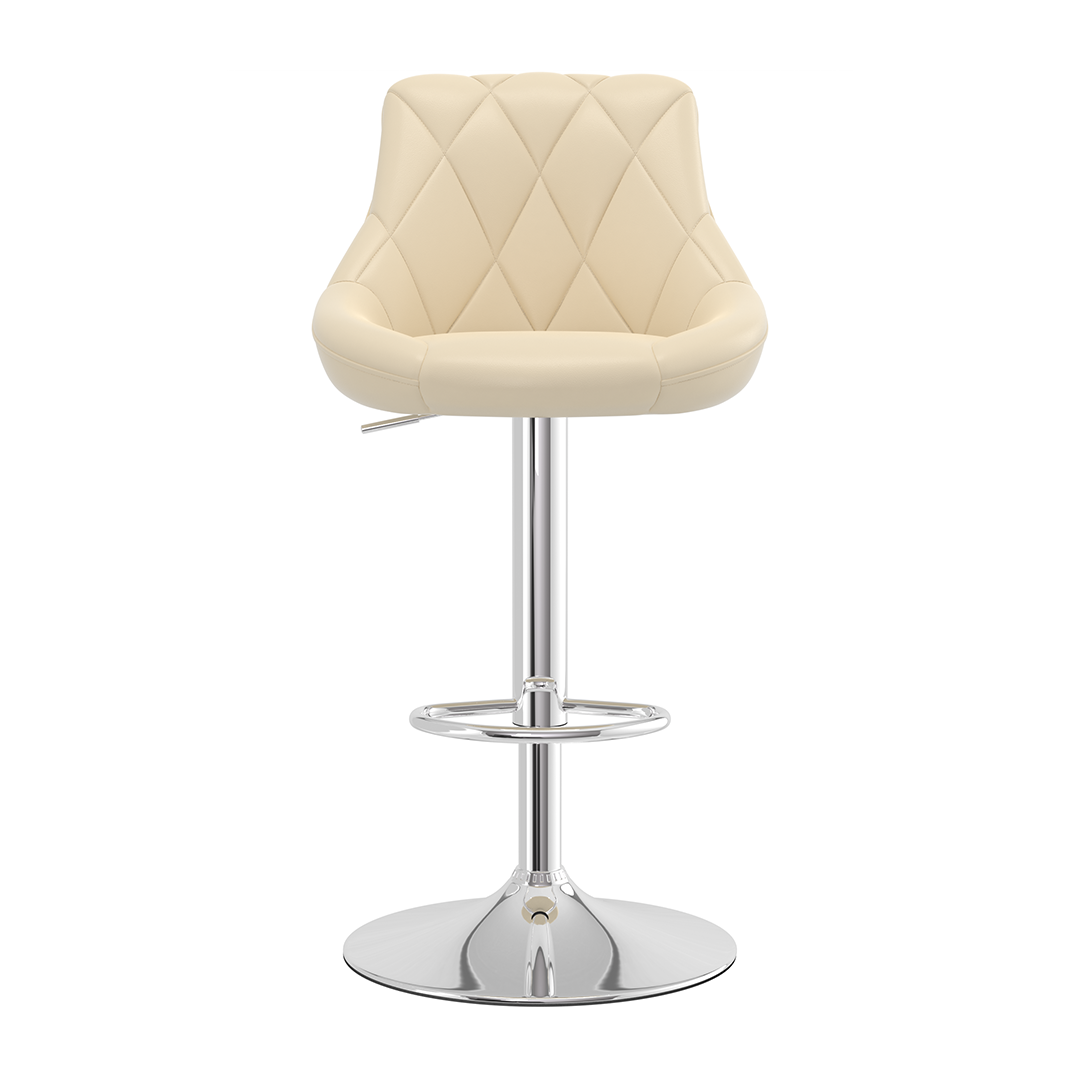 Faux Leather Bar Stool With Chrome Pedestal Base - Hornley