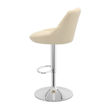Faux Leather Bar Stool With Chrome Pedestal Base - Hornley