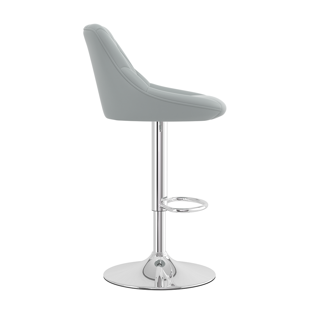 Faux Leather Bar Stool With Chrome Pedestal Base - Hornley