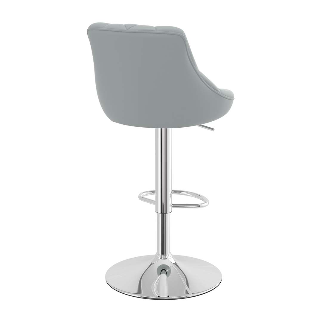 Faux Leather Bar Stool With Chrome Pedestal Base - Hornley