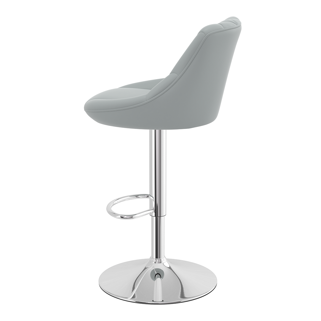 Faux Leather Bar Stool With Chrome Pedestal Base - Hornley