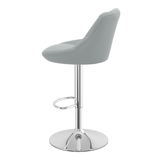 Faux Leather Bar Stool With Chrome Pedestal Base - Hornley