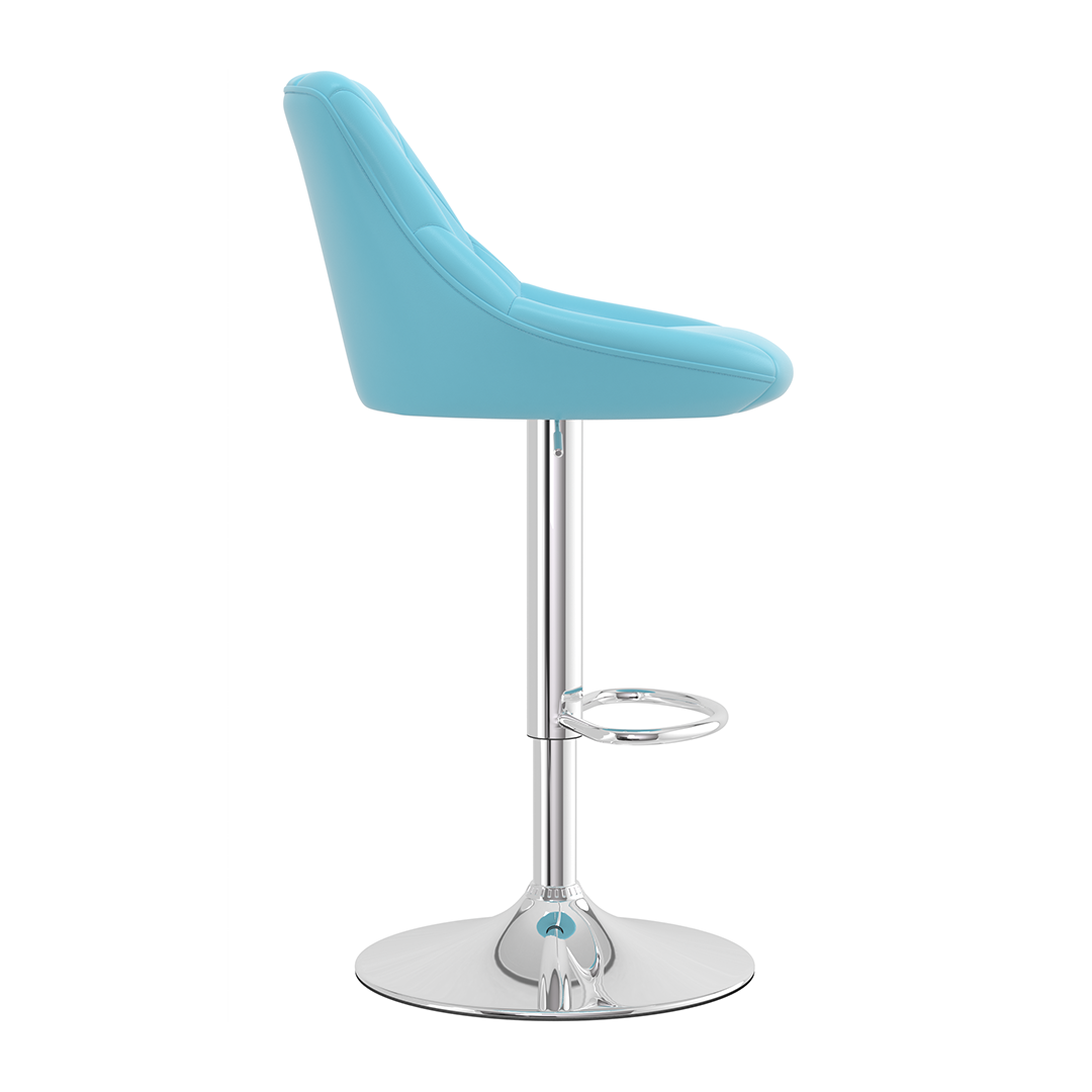 Faux Leather Bar Stool With Chrome Pedestal Base - Hornley