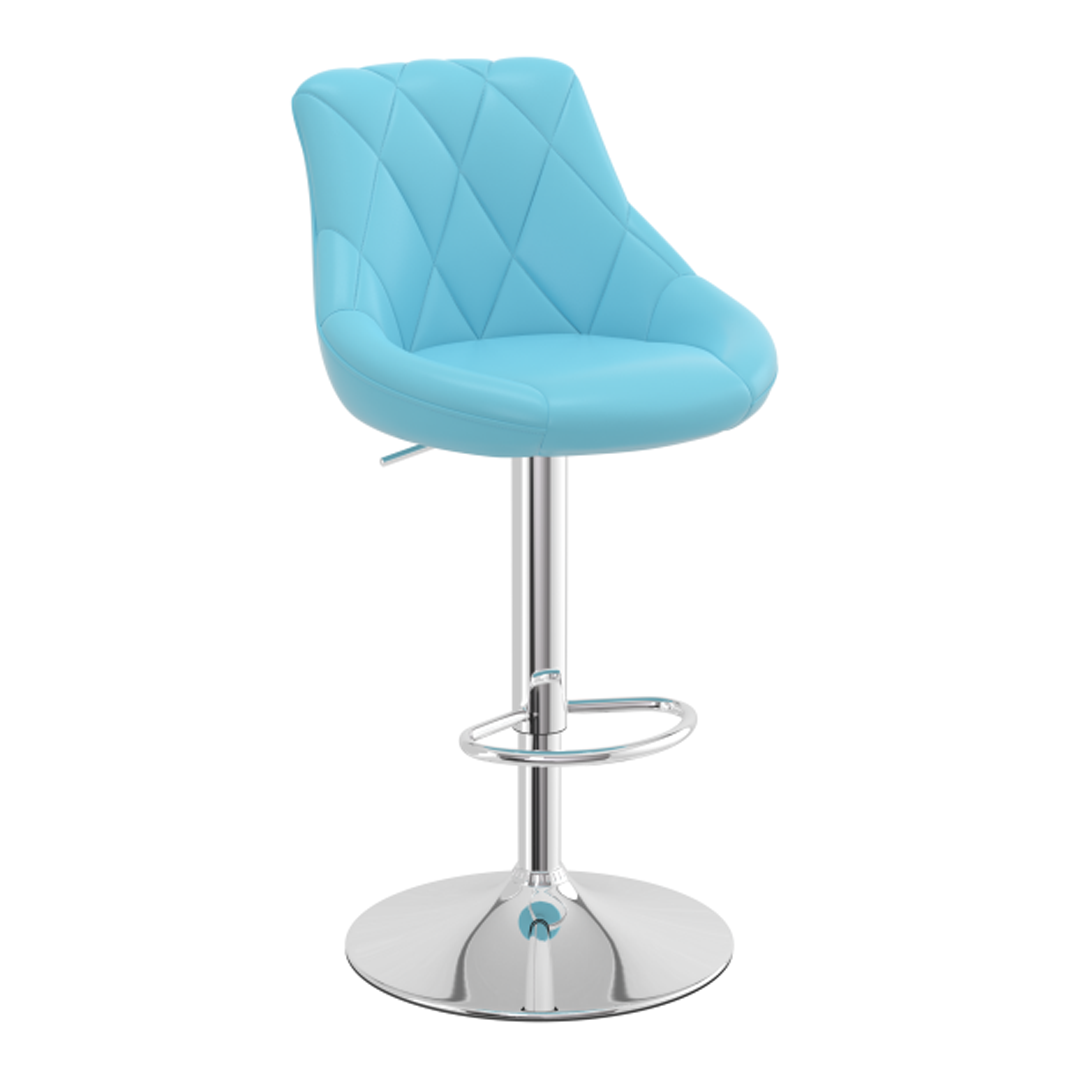 Faux Leather Bar Stool With Chrome Pedestal Base - Hornley