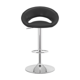 Faux Leather Bar Stool With Chrome Pedestal Base - Stoneleigh