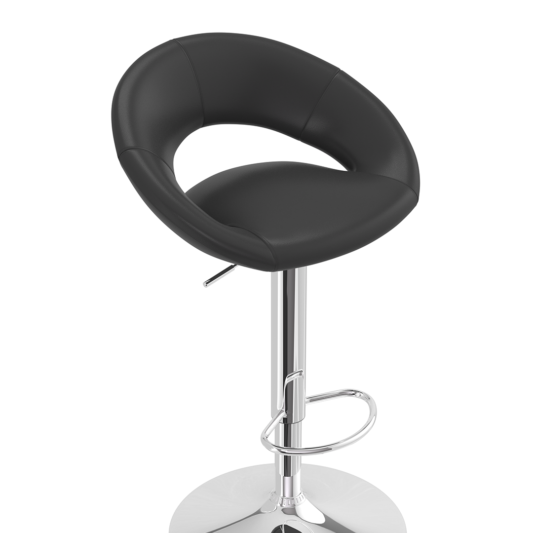Faux Leather Bar Stool With Chrome Pedestal Base - Stoneleigh
