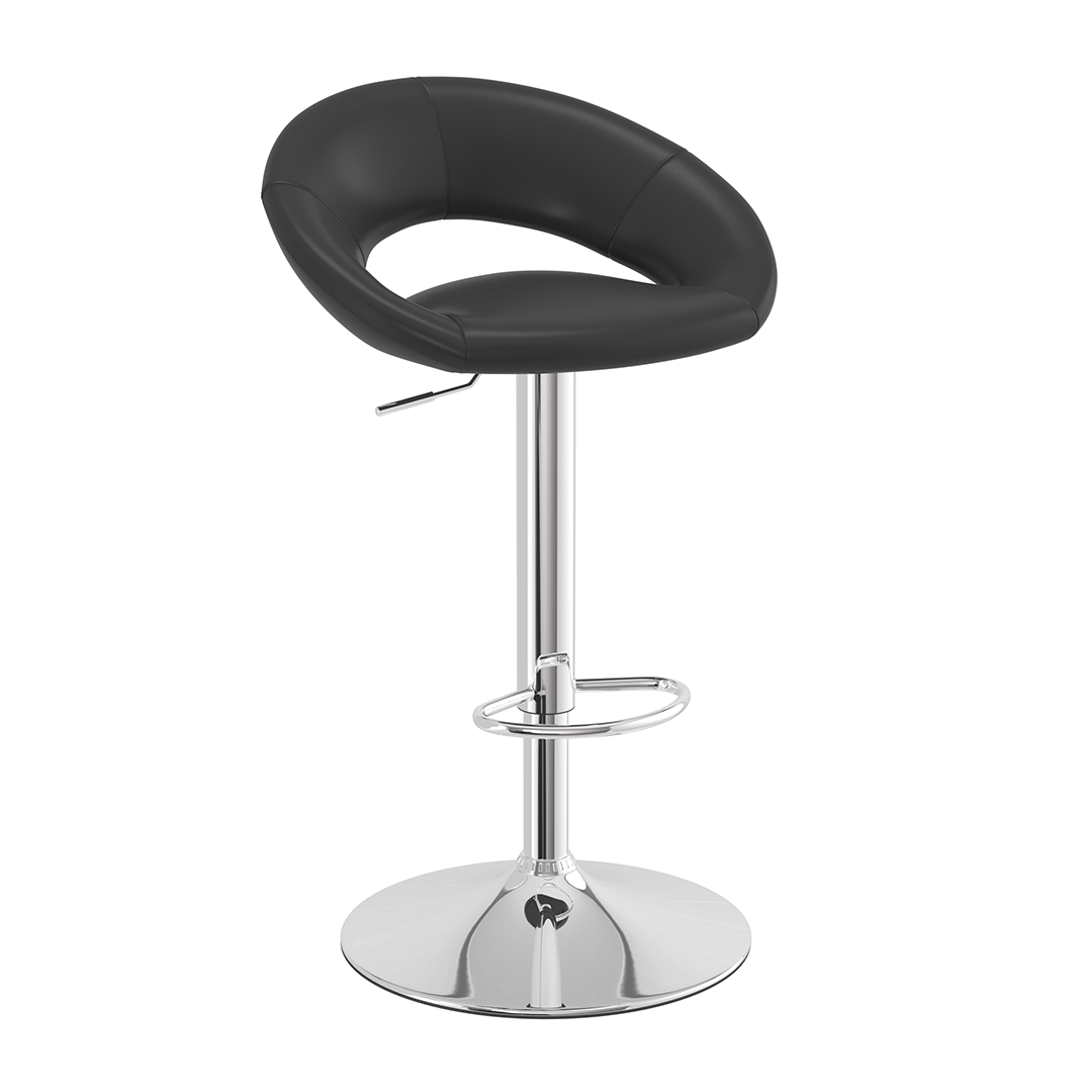 Faux Leather Bar Stool With Chrome Pedestal Base - Stoneleigh