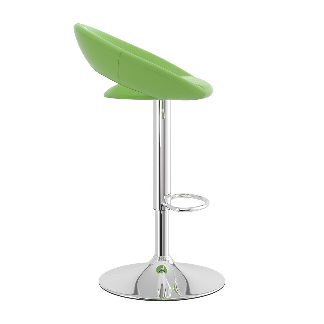 Faux Leather Bar Stool With Chrome Pedestal Base - Stoneleigh