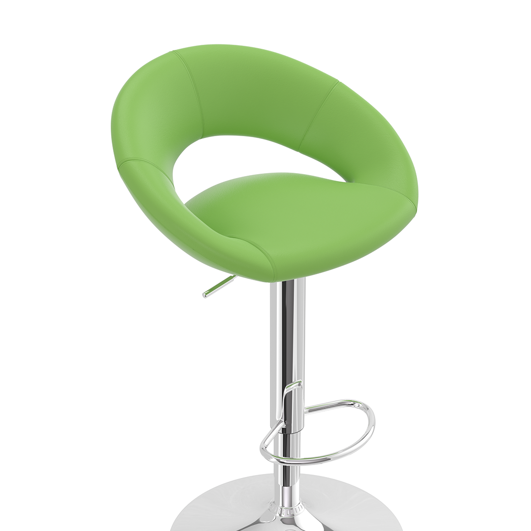 Faux Leather Bar Stool With Chrome Pedestal Base - Stoneleigh