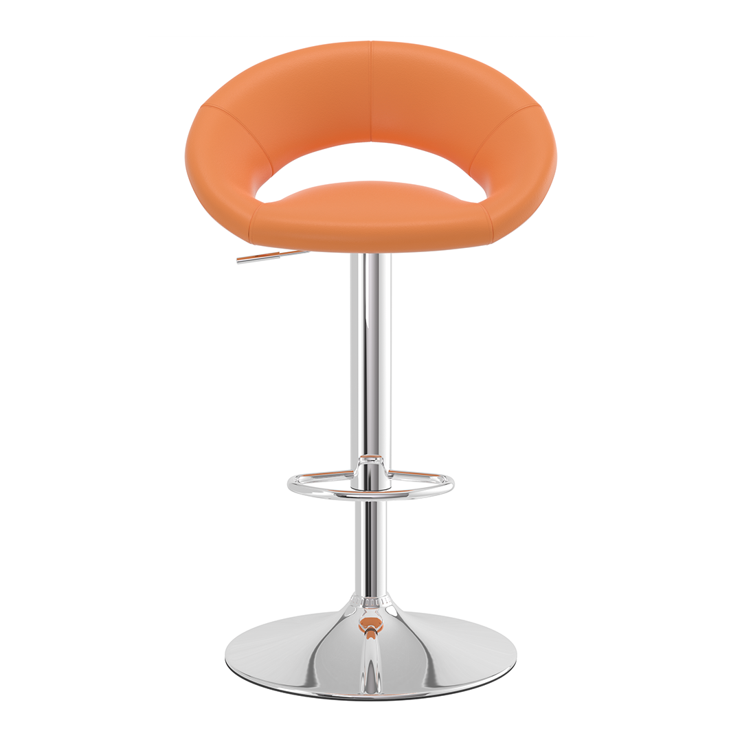Faux Leather Bar Stool With Chrome Pedestal Base - Stoneleigh