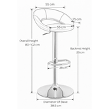 Faux Leather Bar Stool With Chrome Pedestal Base - Stoneleigh