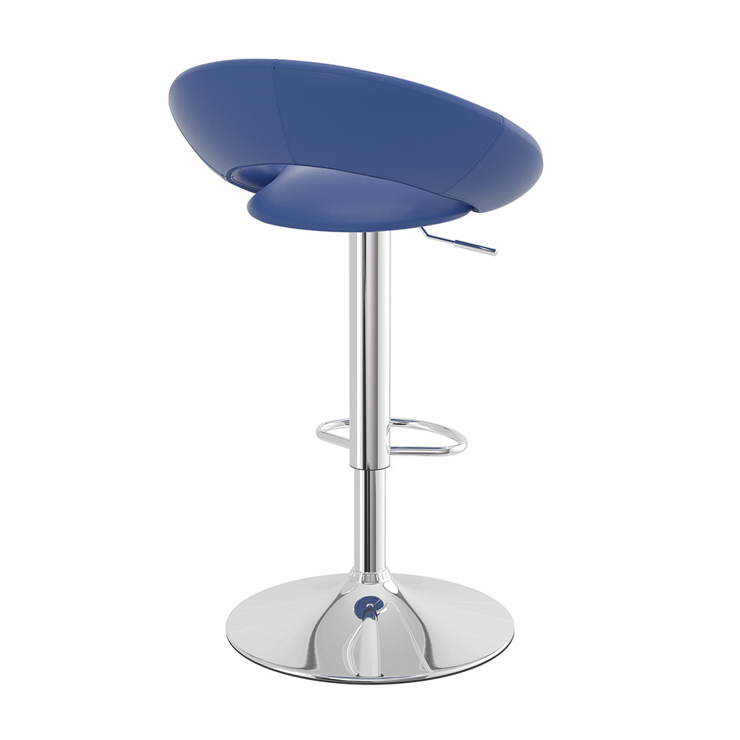 Faux Leather Bar Stool With Chrome Pedestal Base - Stoneleigh