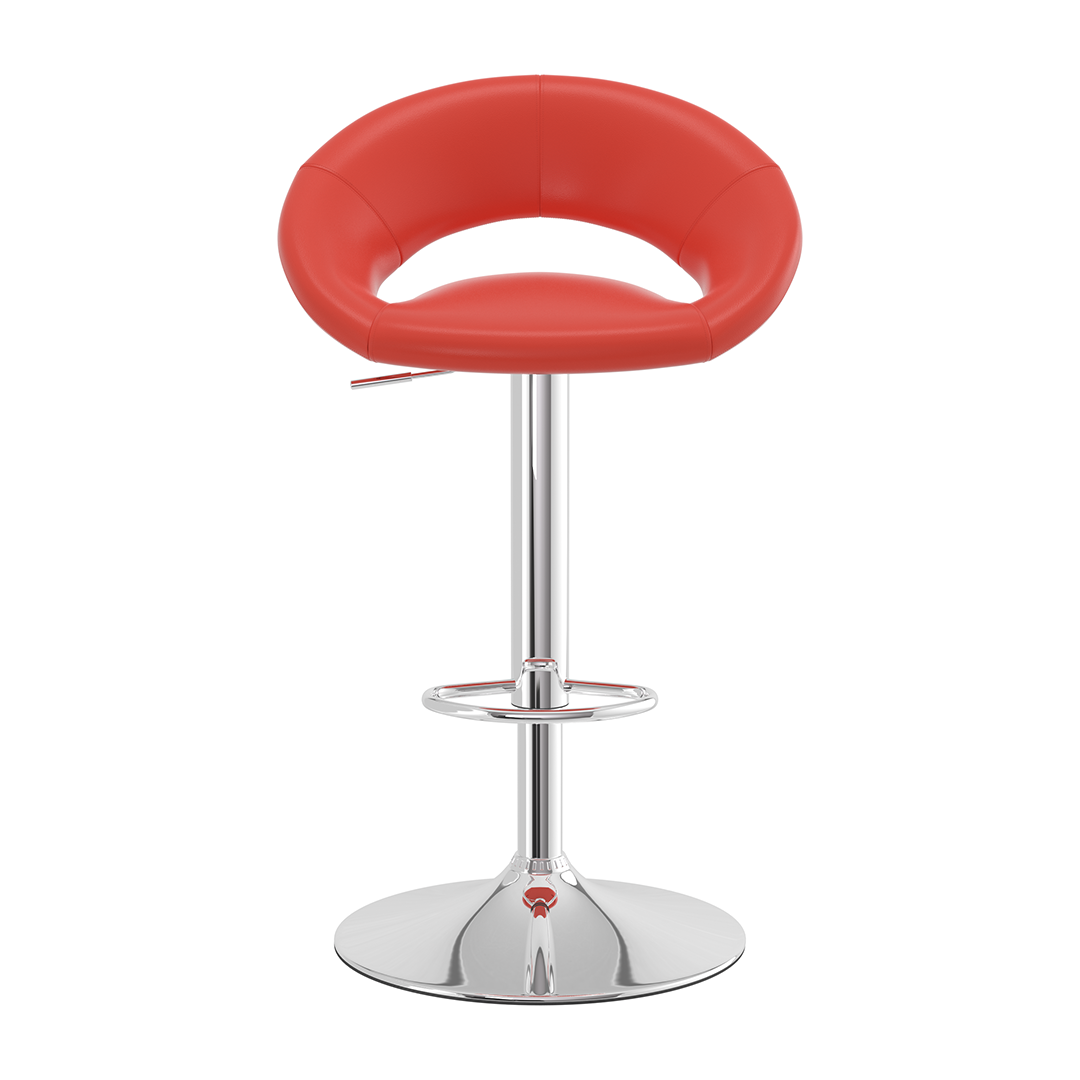 Faux Leather Bar Stool With Chrome Pedestal Base - Stoneleigh