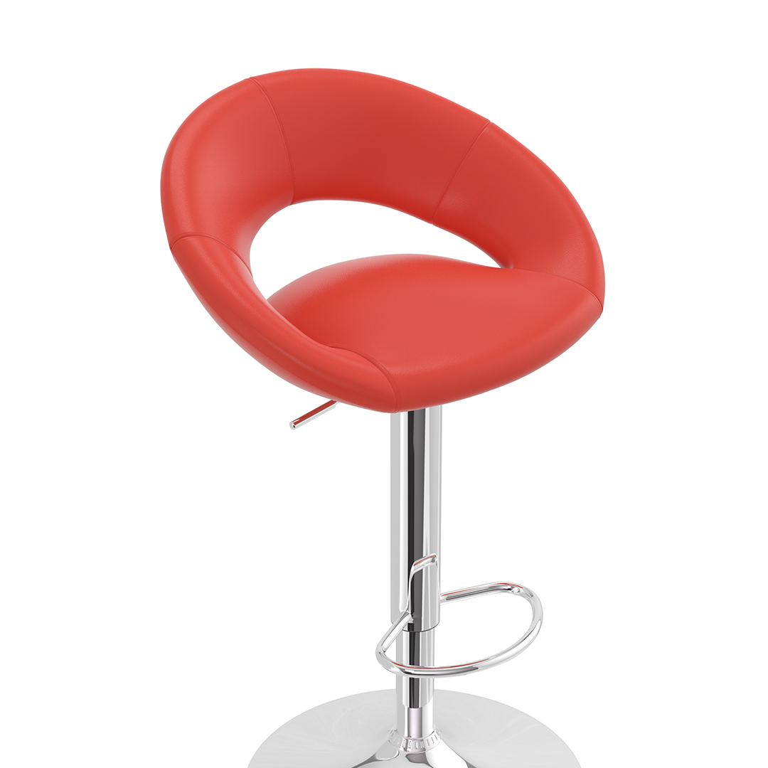 Faux Leather Bar Stool With Chrome Pedestal Base - Stoneleigh