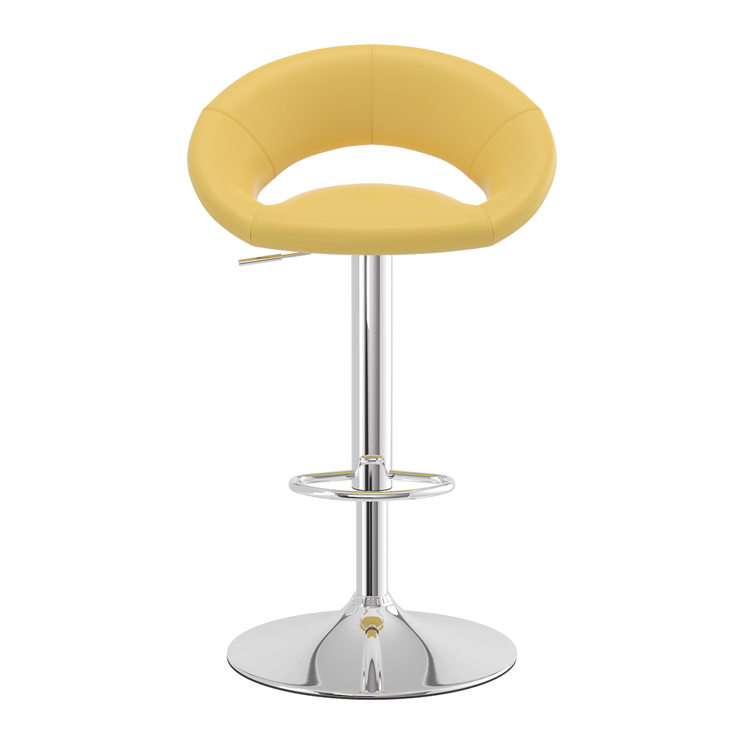 Faux Leather Bar Stool With Chrome Pedestal Base - Stoneleigh