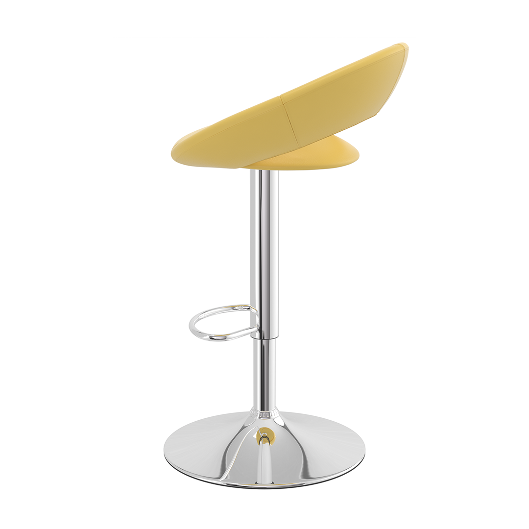 Faux Leather Bar Stool With Chrome Pedestal Base - Stoneleigh