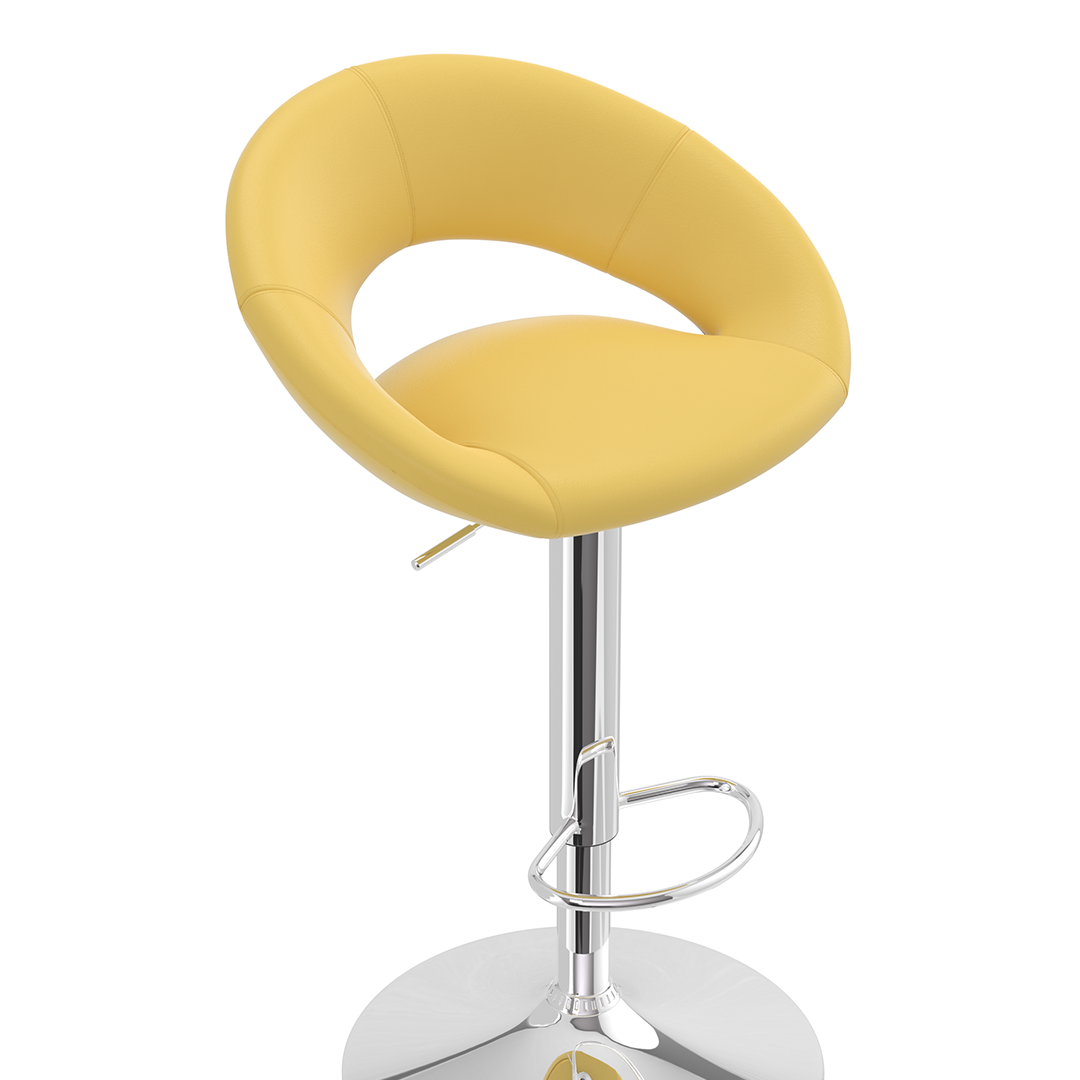 Faux Leather Bar Stool With Chrome Pedestal Base - Stoneleigh