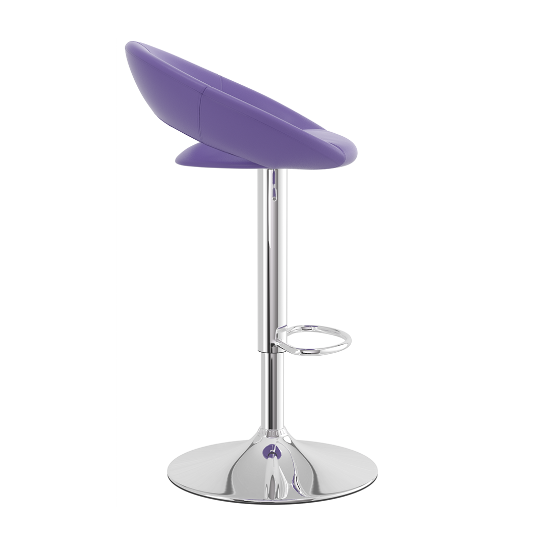 Faux Leather Bar Stool With Chrome Pedestal Base - Stoneleigh