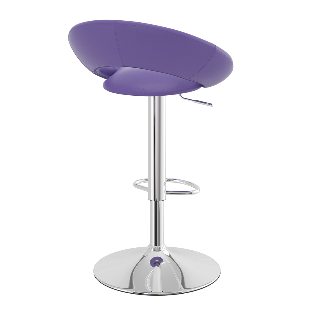 Faux Leather Bar Stool With Chrome Pedestal Base - Stoneleigh