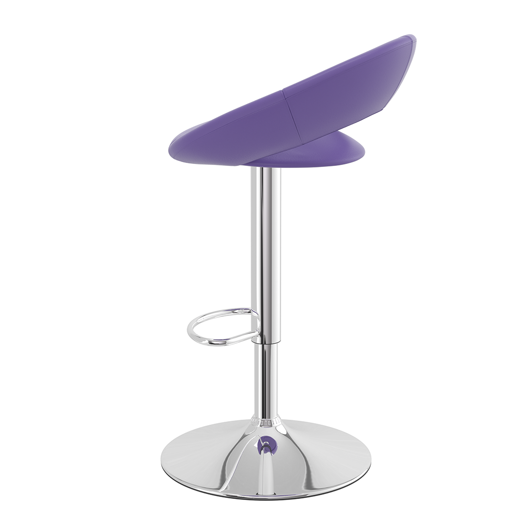 Faux Leather Bar Stool With Chrome Pedestal Base - Stoneleigh