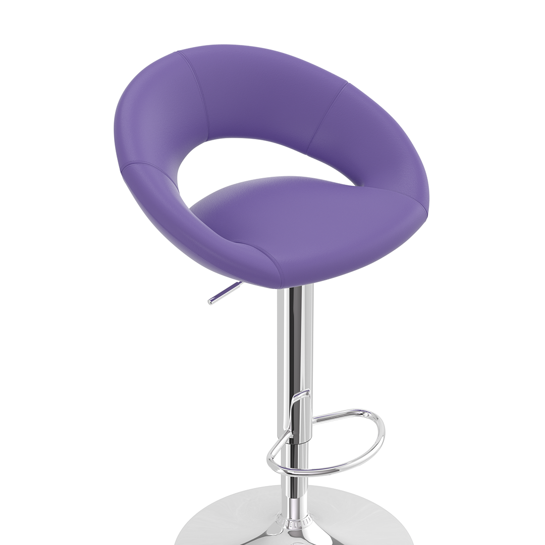 Faux Leather Bar Stool With Chrome Pedestal Base - Stoneleigh