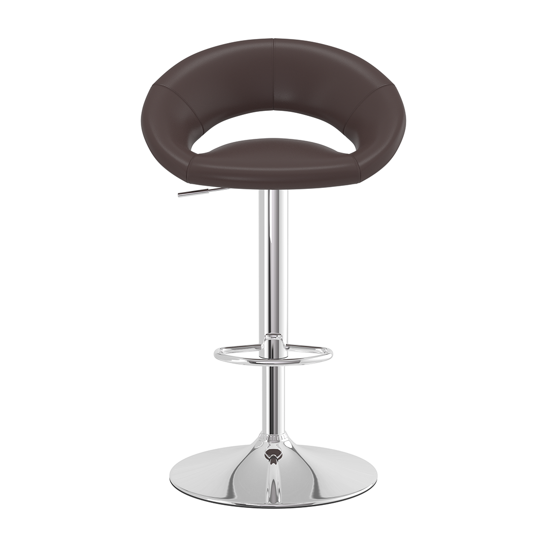 Faux Leather Bar Stool With Chrome Pedestal Base - Stoneleigh
