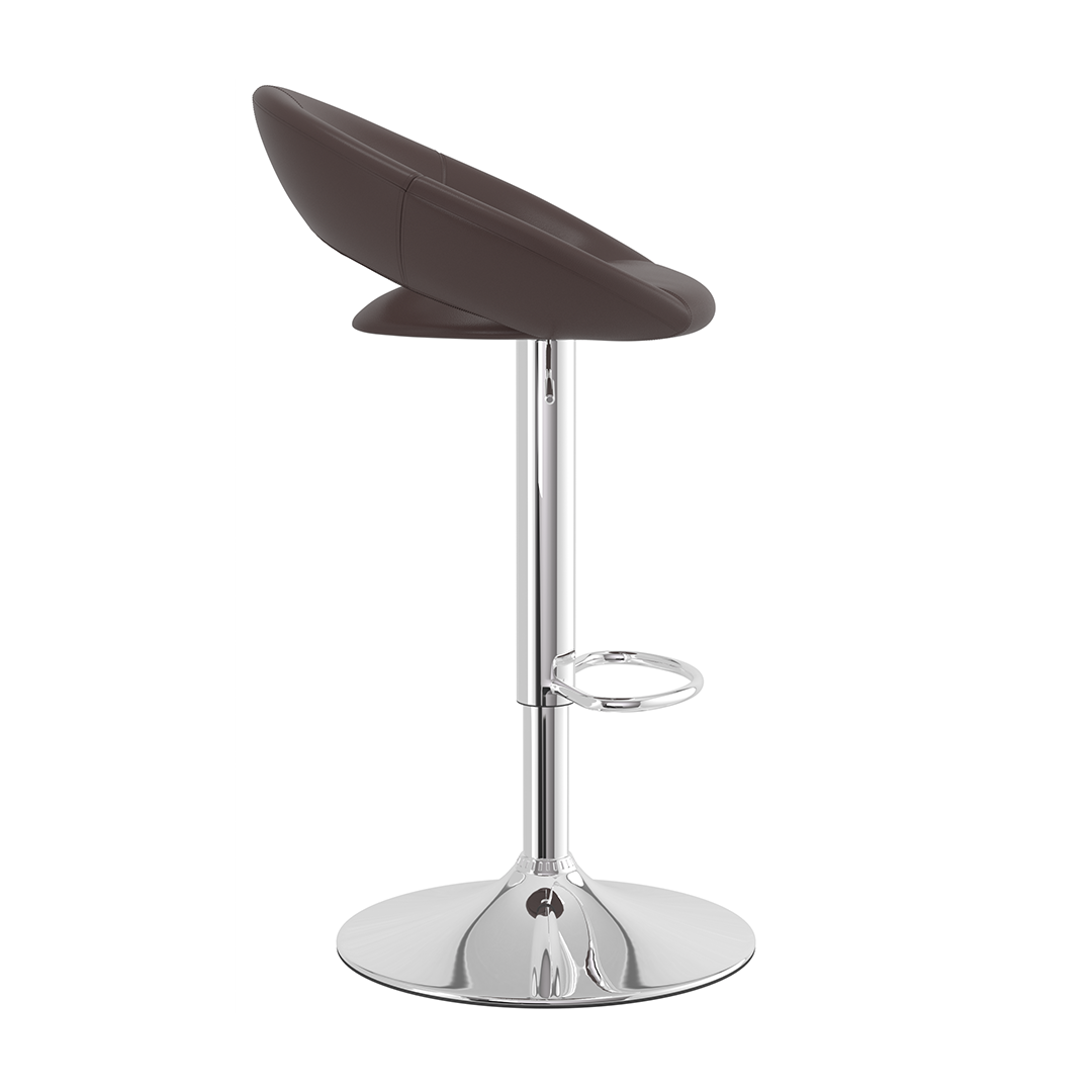 Faux Leather Bar Stool With Chrome Pedestal Base - Stoneleigh