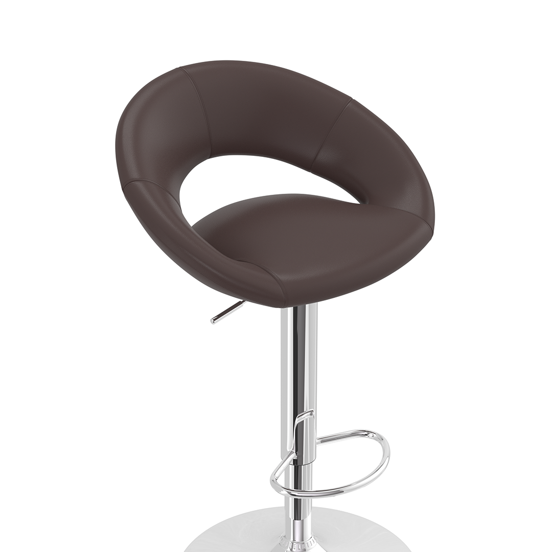 Faux Leather Bar Stool With Chrome Pedestal Base - Stoneleigh